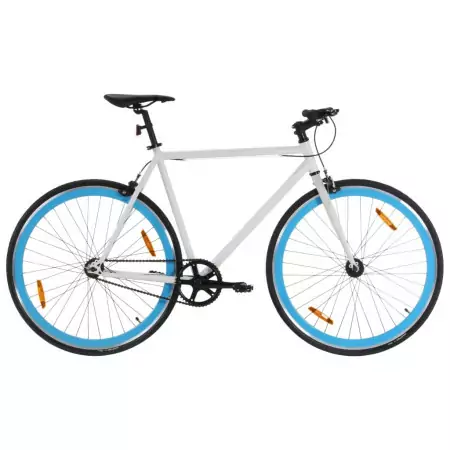 Bicicletta a Scatto Fisso Bianca e Blu 700c 51 cm