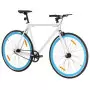 Bicicletta a Scatto Fisso Bianca e Blu 700c 59 cm