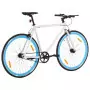 Bicicletta a Scatto Fisso Bianca e Blu 700c 59 cm