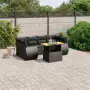 Set Divani da Giardino con Cuscini 7pz Nero Polyrattan