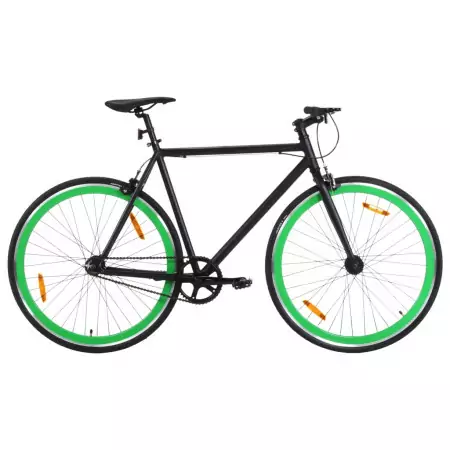 Bicicletta a Scatto Fisso Nera e Verde 700c 51 cm