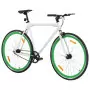 Bicicletta a Scatto Fisso Bianca e Verde 700c 59 cm