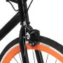 Bicicletta a Scatto Fisso Nera e Arancione 700c 59 cm