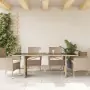 Tavolo da Giardino con Piano Vetro Beige 190x80x74cm Polyrattan