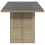 Tavolo da Giardino con Piano Vetro Beige 190x80x74cm Polyrattan