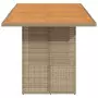 Tavolo Giardino Piano Legno Acacia Beige 190x80x74cm Polyrattan