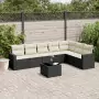 Set Divani da Giardino con Cuscini 8 pz Nero in Polyrattan