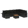 Set Divani da Giardino 9 pz con Cuscini Nero in Polyrattan