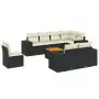 Set Divani da Giardino 9 pz con Cuscini Nero in Polyrattan