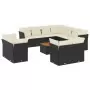 Set Divani da Giardino 12 pz con Cuscini Nero in Polyrattan