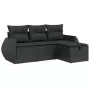 Set Divani da Giardino 4 pz con Cuscini Nero in Polyrattan