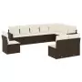 Set Divani da Giardino 10pz con Cuscini in Polyrattan Marrone