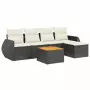 Set Divano da Giardino 6 pz con Cuscini Nero in Polyrattan