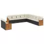 Set Divani da Giardino 11 pz con Cuscini in Polyrattan Nero