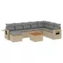 Set Divano da Giardino 9 pz con Cuscini Beige in Polyrattan