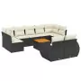 Set Divani da Giardino 10pz con Cuscini in Polyrattan Nero