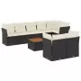 Set Divani da Giardino 9 pz con Cuscini Nero in Polyrattan