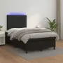 Letto a Molle con Materasso e LED Nero 120x190 cm in Similpelle