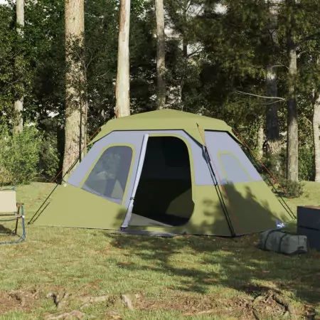 Tenda da Campeggio 6 Persone Verde 344x282x192 cm