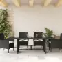 Tavolo da Giardino Piano in Vetro Nero 190x80x74 cm Polyrattan