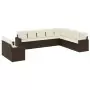 Set Divani da Giardino 10pz con Cuscini in Polyrattan Marrone