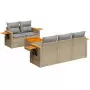 Set Divano da Giardino 6 pz con Cuscini Beige in Polyrattan