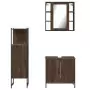 Set Mobili da Bagno 3 pz Rovere Marrone in Legno Multistrato