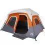 Tenda da Campeggio con LED Grigia e Arancione 344x282x212 cm