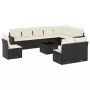 Set Divani da Giardino 11 pz con Cuscini in Polyrattan Nero