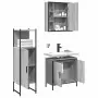 Set Mobili da Bagno 3 pz Grigio Sonoma in Legno Multistrato