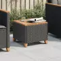 Tavolo da Giardino Nero 45x45x37cm in Polyrattan e Legno Acacia