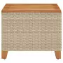 Tavolo da Giardino Beige 45x45x37 cm Polyrattan e Legno Acacia