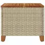 Tavolo da Giardino Beige 45x45x37 cm Polyrattan e Legno Acacia