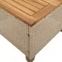 Tavolo da Giardino Beige 45x45x37 cm Polyrattan e Legno Acacia