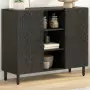 Credenza Nera 90x33x75 cm in Legno Massello di Mango