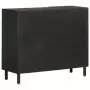 Credenza Nera 90x33x75 cm in Legno Massello di Mango