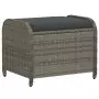 Sgabello Giardino con Cuscino Grigio 58x46x46 cm in Polyrattan