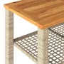 Tavolo da Giardino Beige 70x38x42 cm Polyrattan e Legno Acacia