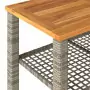 Tavolo da Giardino Grigio 70x38x42 cm Polyrattan e Legno Acacia