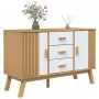 Credenza OLDEN Bianca e Marrone 114x43x73,5 cm Massello di Pino