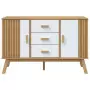 Credenza OLDEN Bianca e Marrone 114x43x73,5 cm Massello di Pino