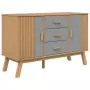 Credenza OLDEN Grigia e Marrone 114x43x73,5 cm Massello di Pino