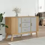 Credenza OLDEN Grigia e Marrone 114x43x73,5 cm Massello di Pino