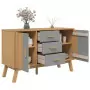 Credenza OLDEN Grigia e Marrone 114x43x73,5 cm Massello di Pino