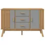 Credenza OLDEN Grigia e Marrone 114x43x73,5 cm Massello di Pino