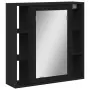 Mobile da Bagno con Specchio Nero 60x16x60 cm Legno Multistrato