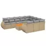 Set Divani da Giardino 11 pz con Cuscini Beige in Polyrattan