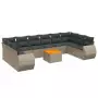 Set Divani da Giardino 11 pz con Cuscini in Polyrattan Grigio