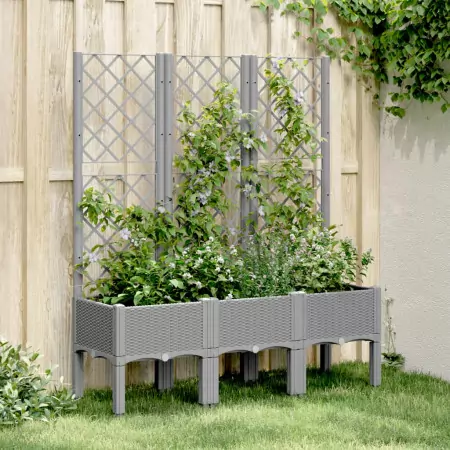 Fioriera Giardino con Traliccio Grigio Chiaro 120x40x142 cm PP