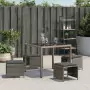 Sgabelli Giardino con Cuscini 4pz Grigi 41x41x36cm Polyrattan